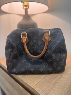 Louis Vuitton Monogram Canvas Satchel with Natural Leather Trim